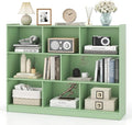 Tangkula 8-Cube Bookcase, Wood 3 Tier Open Storage Bookshelf, Modern Multipurpose Display Cabinet for Living Room, Study, Reading Nook, 48 x 12.5 x 36.5 Inch (Green)
