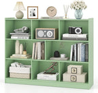 Tangkula 8-Cube Bookcase, Wood 3 Tier Open Storage Bookshelf, Modern Multipurpose Display Cabinet for Living Room, Study, Reading Nook, 48 x 12.5 x 36.5 Inch (Green)