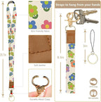 bolimoss 2-in-1 ID Badge Holder & Lanyard Wallet, Cute Floral Lanyard with Wallet, ID Badge Holder with Neck & Wristlet Lanyard, Pu Leather Zip Id Case Wallet with Breakaway Lanyard, Keychain Wallet
