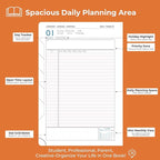 IN-LUXPRO Daily Planner 2026 with One Page Per Day,(A5-8.5" x 5.9"),12 Months Calendar Hourly Appointment Book Monthly Tabs & Self-adhesive Pen Holder,Inner Pocket, Vegan Leather Hardback,Orange