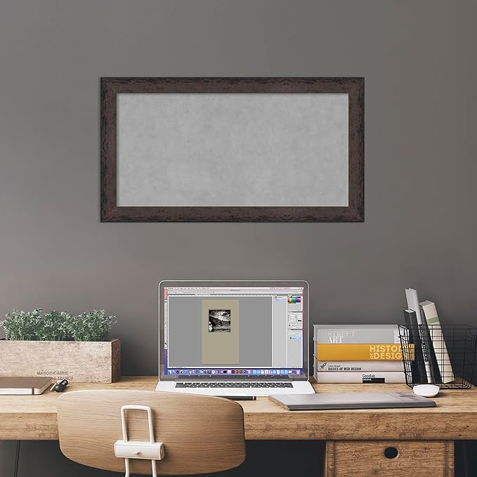 Amanti Art Black Framed Magnetic Board 15x27 Small Vision Board for use with Magnets, 100% Metal Sheet to Display Items as Office Decor or for Home Organization in mudroom, Kitchen or Kids Room