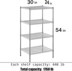 Regal Altair 24" Deep x 30" Wide x 54" Height Wire Shelving Kit | 4-Tier | NSF Commercial Storage Rack Unit