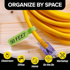 Cable Labels - Wrap-It Storage - Large, Multi-Color (30-Pack) - Colorful Labels for Basement and Office Organizing