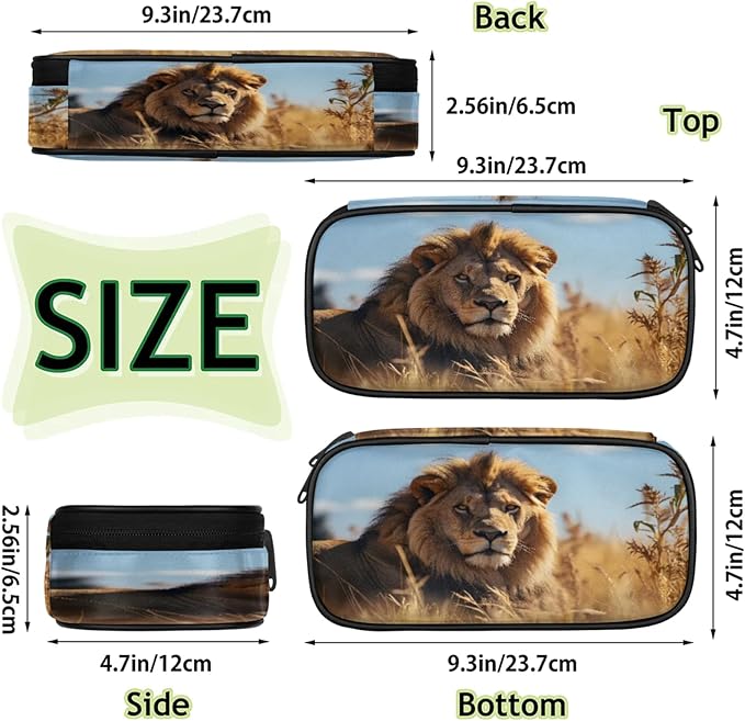 Pardick 3D Lion Pencil Case，Big Capacity Pencil Pouch Coin Pouch Stationery Organizer For Teen School