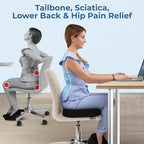 5 STARS UNITED Seat Cushion for Tailbone Pain Relief – Memory Foam Cushion for Coccyx, Hip, Sciatica & Post-Surgery Recovery – Wheelchair, Car, Desk, Gaming & Office Chairs, Black, X-Large