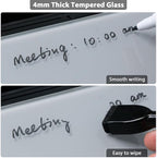 Varhomax Glass Desk Whiteboard with Storage, Desktop Organizer to-do List Memo Notepad Dry Erase White Board for Home Office and School Supplies (Black&Gray)