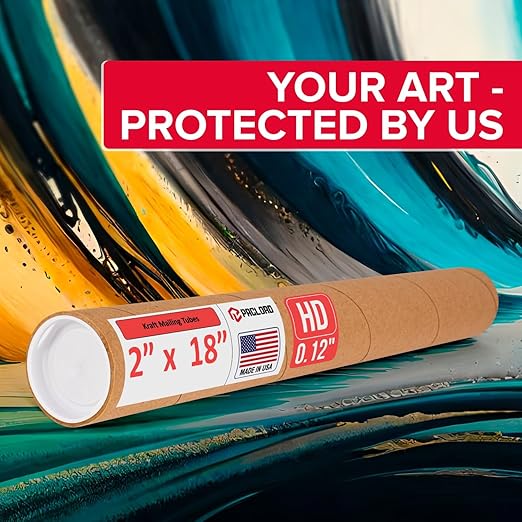 Paclord 2" x 18" Heavy-Duty Reinforced Cardboard Mailing Tube, Pack of 4 Tubes with 8 Caps – Secure USPS Approved – Great for Shipping and Storing of Prints, Artwork, Posters or Documents