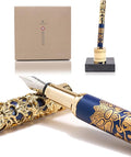 ARTEX Luxury Fountain Pen Set With Stand - Museum Art Collections - Crafting Timeless Beauty - the Best Gift & Office Desk Decor, German SCHMIDT Fine Nib, Solid Metal & Marble Texture