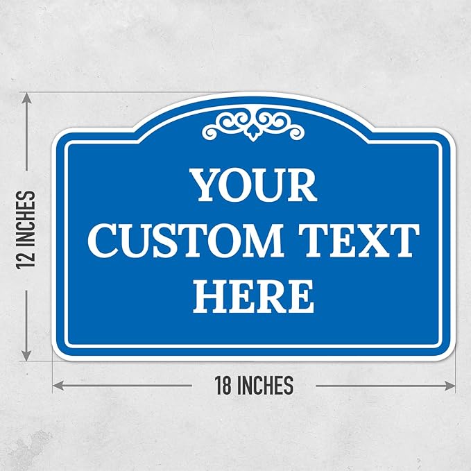 Custom Decorative Sign, Personalized Metal Sign for Business, Driveway, Home, Airbnb, Office Door Plaque, Blue Background, 12x18 Inches, ACM, Fade Resistant, Made in USA by Sigo Signs