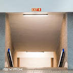 iSYFIX Exit Stickers Signs with Directional Down Arrow 6 Pack 12x4 Inch - Glow in the Dark Photoluminescent Vinyl for Office, School, Business, Warehouse - UV & Weather Resistant for Indoor/Outdoor Use