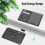 HIHUHEN Calculator with Writing Pad - Solar & Battery Dual Power Supply - 12-Digit Large Display Calculator for Business and Office Use (Black)