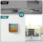 SUPEASY Wall File Organizer Mesh Office Mail Holder, Hanging Wall Organizer Magazine Rack for Office Black, 5 Tier