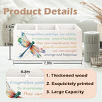 URLLUAE Inspirational Dragonfly Wooden Pen Pencil Holder for Office Desk Accessories, Motivational Gifts for Women, Encouragement Gifts Makeup Brush Toothbrush Holder Organizer