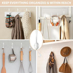 Homanu 14 Pack Coat Hooks Wall Mounted with 28 Screws, Heavy Duty White Towel Hooks Metal Double Hooks, No Rust Retro Rustic Wall Hooks for Hanging Towel, Coat, Scarf, Bag, Hat, Cup, Key