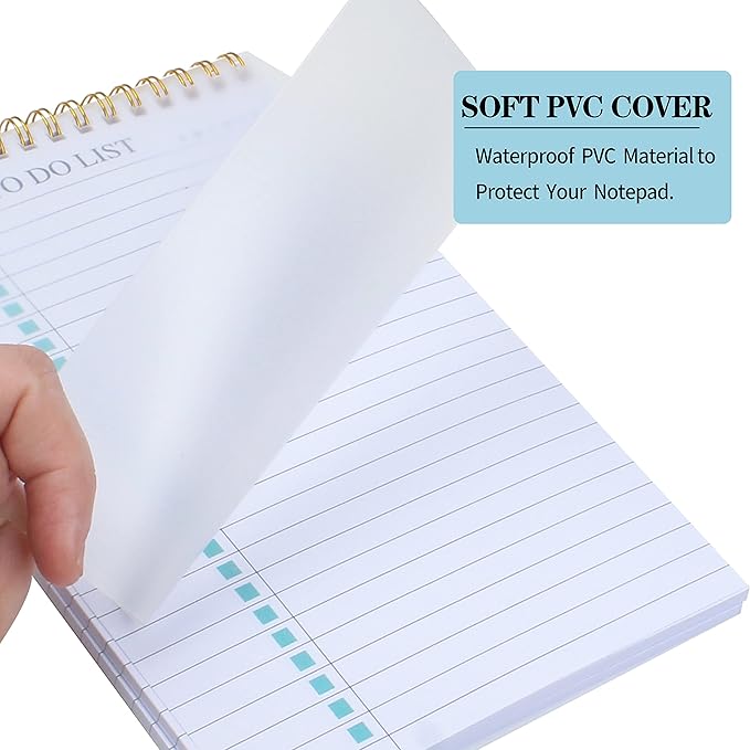 KAICN To Do List Notepad, Undated Daily Planner Notepad With To Do List Notebook Checklist Planner Spiral Waterproof Notepad for Office Supplies, School Planner, Green, 52 Sheets, 5.5"*8.3" A5 Size