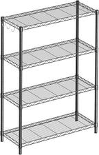 Guan River 4-Shelf Adjustable Metal Shelf Wire Shelving Unit Storage Rack Display Shelf for Office,Kitchen,Bedroom,Bathroom,Laundry,Pantry Basement,Garage(Black,36" L x 14" W x 54" H)