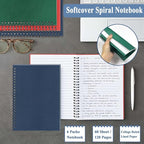 GINMLYDA 6Pack Small Spiral Notebook A5, 8.25x5.5” 120 Lined Pages Wide Ruled Spiral Journal Bulk Blank Kraft Cover Spiral Bound Notebook & Writing Pads for Home Office Meeting Work Note Taking