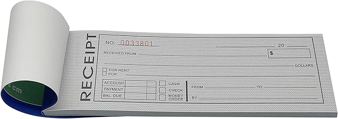 Cotton Fly Pre-Numbered Rent Receipt Book, Receipt Invoice Book Carbonless Copy Duplicate 2 Parts 50 Sets 8.5" X 2.75… (50pack)
