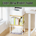 MARTY Desktop Printer Stand 2 Pack Printer Stand with Storage for Desk, Shelf Organzier for Home/Office Printer Riser Under Desk Small Table for Printer Fax Machine Scanner(Maple)