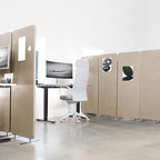 VIVO Freestanding 72 x 66 inch Privacy Panel, Cubicle Divider, Acoustic Wall Partition, x3 24 inch Panels, Beige, PP-3-T072BE