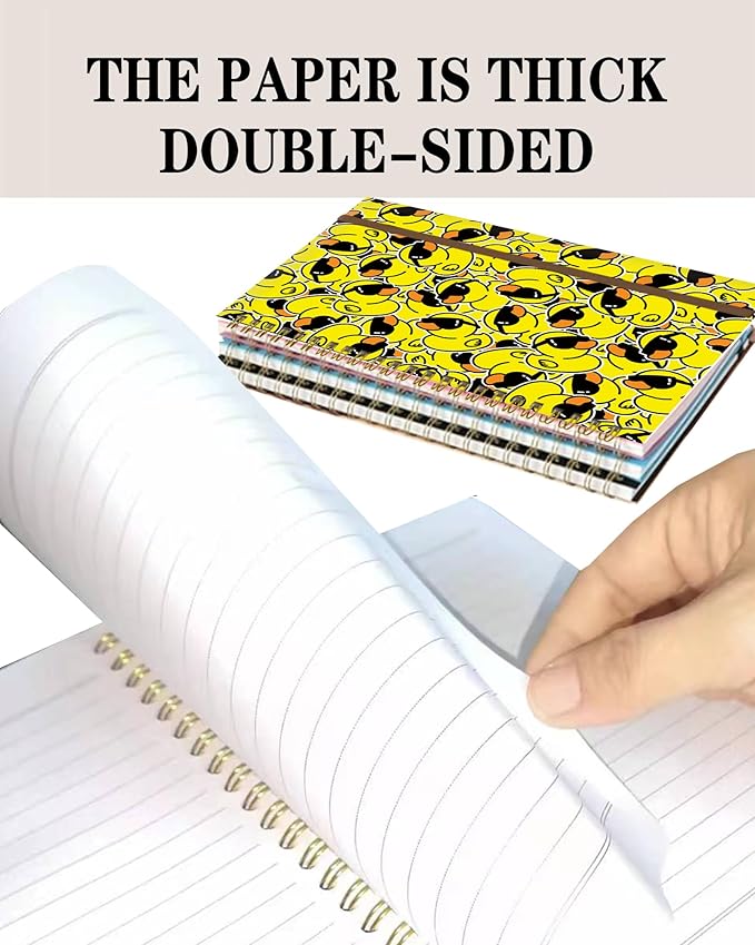 DHGPTS Spiral Journal Notebook, A5 Cute Notebooks for Women Men, College Ruled Hardcover Notebook for Work & Note Taking, 60 Pages Double-Wire Journals for Writing, Cool Yellow Ducks