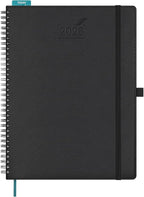 BEZEND 2026 Planner Weekly and Monthly (8.5" x 11" Spiral) Daily Calendar with Hourly Timeslots & Tab (Jan-Dec) Note & Expenses, Pen Holder, Inner Pocket, Vegan Leather Softcover - Black