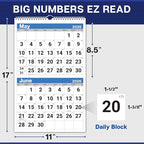 Dunwell 2026 2-Month Wall Calendar, Blue, Monthly Hanging Calendar with Large Bold Numbers, Easy to Read, Jan–Dec 2026, 11x17 Open, Ships Folded