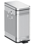 GibHerz Small Trash Can with Lid Soft Close-10L/2.6 Gal Stainless Steel Outdoor Dog Poop Garbage Can-Metal Waste Bins with Pedal for Bathroom Bedroom Office-Silver