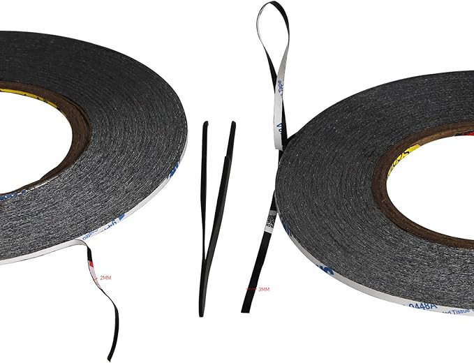 Kaisiking 2pcs 3mm x 50M LCD Repair Tape Phone Screen Adhesive Tape LCD Touch Screen Repair Tape with 1 Tweezers for Cell Phone, iPad, Tablets, Laptops, LCD Screen