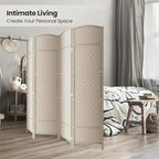 Cocosica 4 Panel Room Divider,6Ft Folding Privacy Screen,Tall - Extra Wide Foldable Panel Partition Wall Divider with Diamond Double-Weaved Hand-Woven Design Room Screen Divider