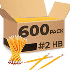 Rosmonde Pencils Bulk, 600 Pack, Pre Sharpened #2, Bulk Yellow Pencils, Easy Hold Grip With Earsers On Top, #2 HB Sharpened, Bulk Supplies for School Districts Classrooms & Colleges