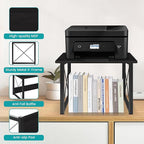 ELITEROO Desktop Printer Stand With Storage, Table Stand Small Desk Shelves Organizer for Home/Office, Multi-Purpose Heavy Duty Riser for Fax Machine Copier Scanner (Black)