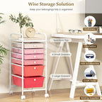 RELAX4LIFE 6-Drawer Rolling Storage Cart - Classroom Organization on Wheels w/Removable Plastic Drawers, Mobile Art Craft Cart for School Paper Home Office, Utility Cart with Drawers (Gradient Pink)