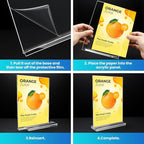 Acrylic Sign Holder 5x7, 11 Pack Clear TableTop Sign Holder-Sided, Plastic Flyer Display Holder with Vertical Base, Clear Flyer Stand Menu Table Display Holders for Restaurants Office Store Show Fair