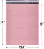 Light Pink 10.5x16 Inch Large Poly Bubble Mailers #5 | Padded Envelopes with Self Seal | Air Lined Cushioned Bubble Mailer | Usable Size 10.5x15 | 100 Pack Bulk | Lightweight shipping Bags