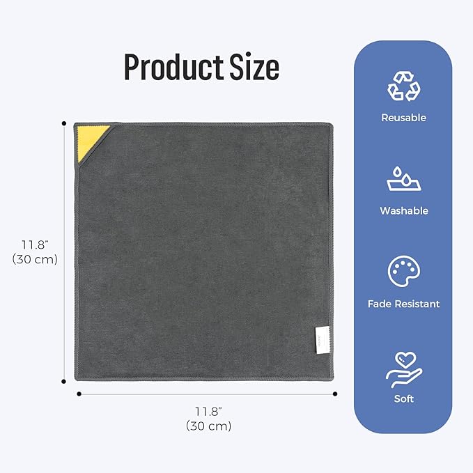 loukin 2 Pack Magnetic Whiteboard Cleaning Cloth, Dry Erase Cleaning Cloth for Classroom, Home and Office Use, Reusable & Washable, Gray, 12" x 12", 1 Bottle of 3.4 fl oz Whiteboard Cleaner Included