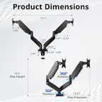 Monitor Arm, Computer Dual Monitor Arm Fits 13-32 Inch Computer Screens, Adjustable Height Swivel Monitor Stand with VESA Mounts, Holds 4.4-17.6lbs, Black
