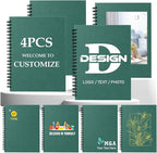 Custom Spiral Notebook - Upload Your Own Photo/Logo/Text, Set of 4 Personalized Journals, A5 Kraft Soft Cover, 120 Pages, 8.4 x 5.8 Inch, Customizable Notebooks for Gifts, Office or Business,Green