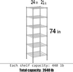 Regal Altair 21" Deep x 24" Wide x 74" Height Wire Shelving Kit | 6-Tier | NSF Commercial Storage Rack Unit