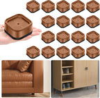 shouwuhho 18 Pack Furniture Risers Adjustable Bed Risers Heavy Duty Lifts Height 1", Square Stackable Bed Risers 1, 2 or 3 Inch for Desk Leg Table Couch Sofa Chair Bed Frame Legs Dorm, Brown