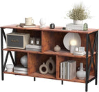 5 Cube Storage Organizer Shelf,Industrial Horizontal Bookshelf,Short Wide Cubby Bookcase,Low Large Book Shelf Metal Storage Organizer Open Shelf for Bedroom Living Room,Home,Office,47 in(Brown,5 Cube)
