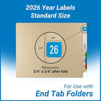 2026 Year Stickers, Doctor Stuff 2026 Chart Stickers, Blue Color Coded, Digi Color Style, USA Made Year Labels for End Tab File Folders, 500/Roll, 1 Roll, 3/4" x 1-1/2"