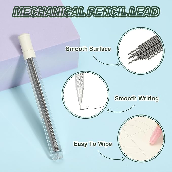PATIKIL 240Pcs 2B Mechanical Pencil Lead, 0.5mm Black Lead Refill Break Resistant Pencil Refills for Writing Supplies, White