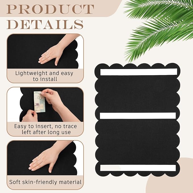 Mooliwe Scalloped Felt Bulletin Board 36 x 24 Inches Foldable Black Pin Cork Board Alternative for Wall, 3' x 2' Trifold Picture Vision Self Adhesive Bulletin Decorative