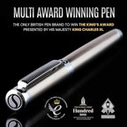 Scriveiner Stainless Steel Fountain Pen - Stunning Luxury Pen with Steel Finish, Schmidt Steel Nib (Fine), Best Pen Gift Set for Men & Women, Professional, Executive Office, Nice Designer Pens