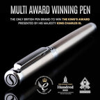 Scriveiner Stainless Steel Fountain Pen - Stunning Luxury Pen with Steel Finish, Schmidt Steel Nib (Medium), Pen Gift Set for Men & Women, Professional, Executive Office, Nice Designer Pens