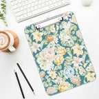 Luminzo Plastic Cute Clipboard Low-Profile Metal Clip, A4 Letter Size 9 x 12.5 in, 8.5 x 11 Paper Clip Board for Teachers, Nurses, Classroom,Blue Crushed Flower