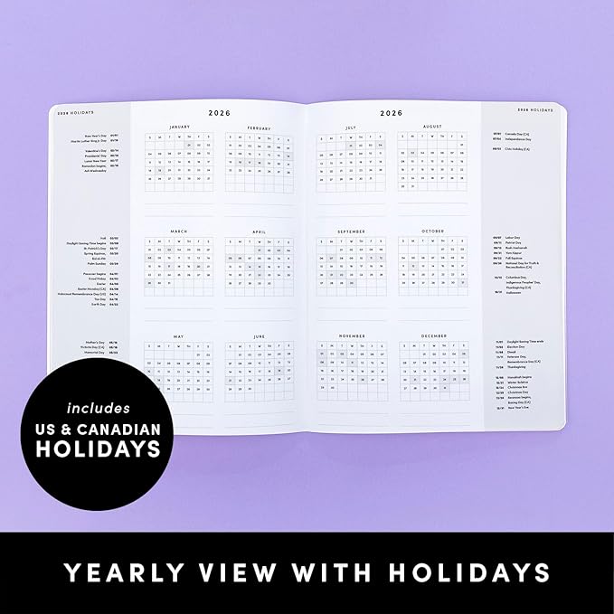 PAPERAGE 2026 Monthly Planner, 12 Months (January 2026 - December 2026), 8 in x 10 in, 2026 Planner with Large Monthly Spreads & Calendar Views, Note Pages, To Do Lists & Trackers, – Bright Stripes