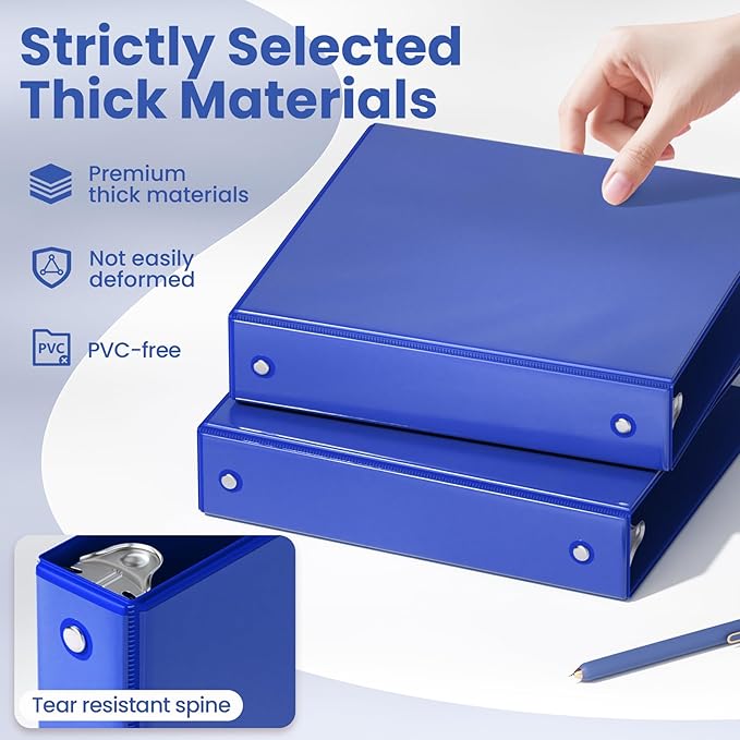 SUNEE 3 Ring Binder 1.5 Inch 1 Pack, Clear View Binder Three Ring PVC-Free (Fit 8.5x11 Inches) for School or Office Supplies, Cobalt Blue