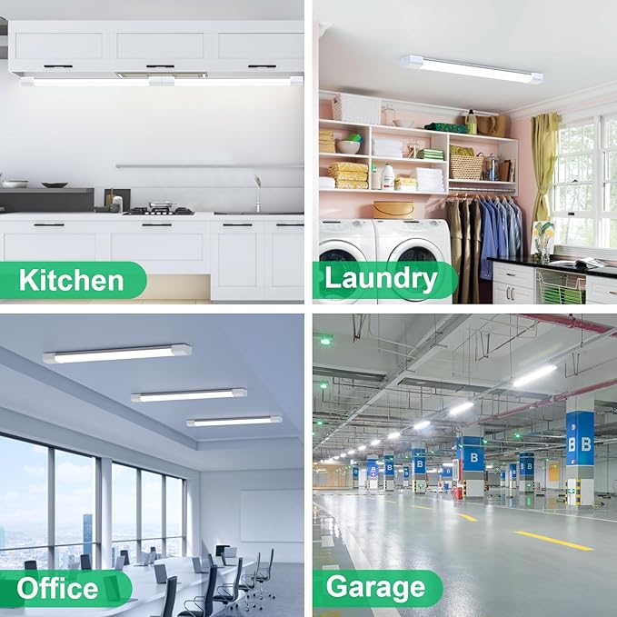Modlicht Plug in Light Fixture, 4FT Linkable 5000K Plug-in Ceiling Lights for Shop Garage, LED Tube Light for Closet, Cabinet, Workbench, Kitchen, Office, Bathroom, Triproof, 36W